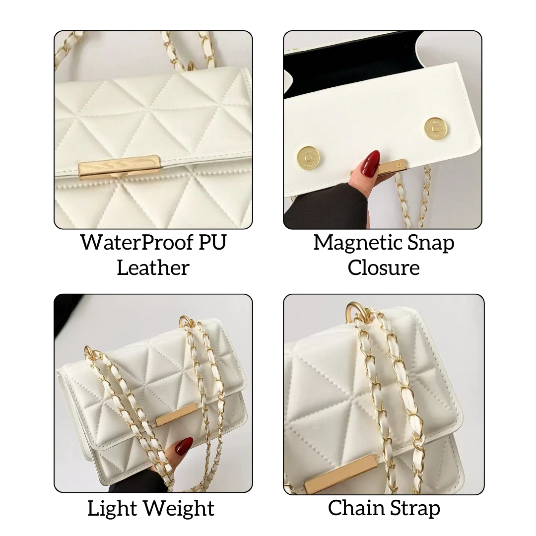 Quilted Charm Flap Bag with Metal Decor Chain