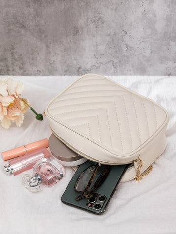 Mini Chevron Chain Crossbody Bag