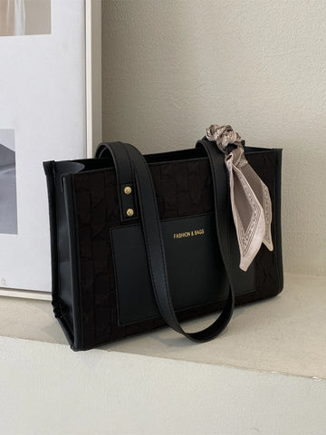 Lightweight,Business Casual Letter Detail Skinny Scarf Square Bag For Teen Girls Women College Students,Rookies & White-Collar Workers Perfect For Office,College,Work ,Business,Commute,Outdoors, Travel, Outings