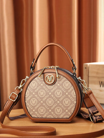Mini Fashionable Round Shape Letter Printed Ladies Handbag, Best Mother's Day Gift Ideas, Mother Day Gifts, Mom Gifts, Mommy's Essentials, Mommy Bag For Going Out, Bags Ladies Elegant