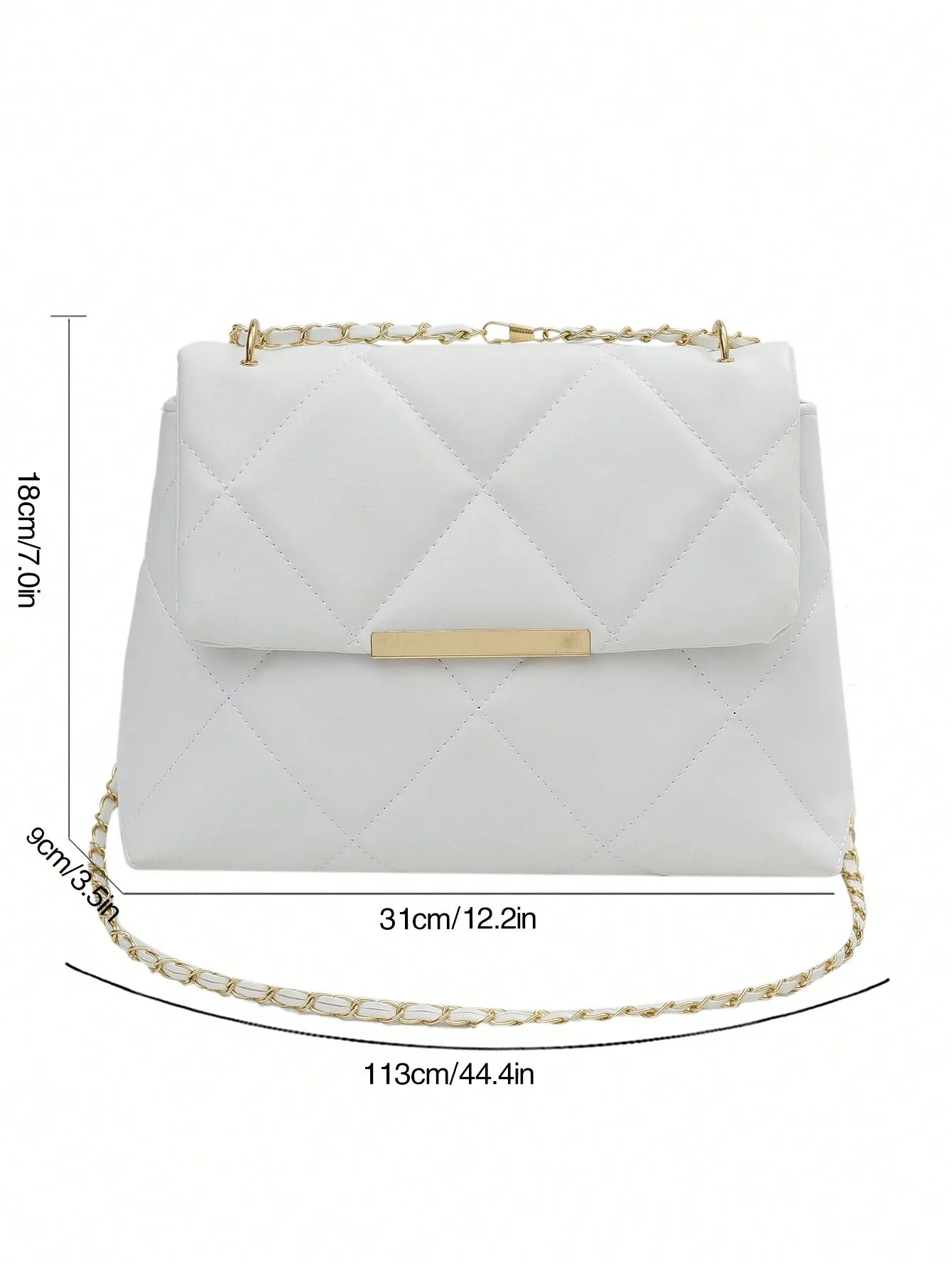 Shein style quilted flap bag with elegant chain