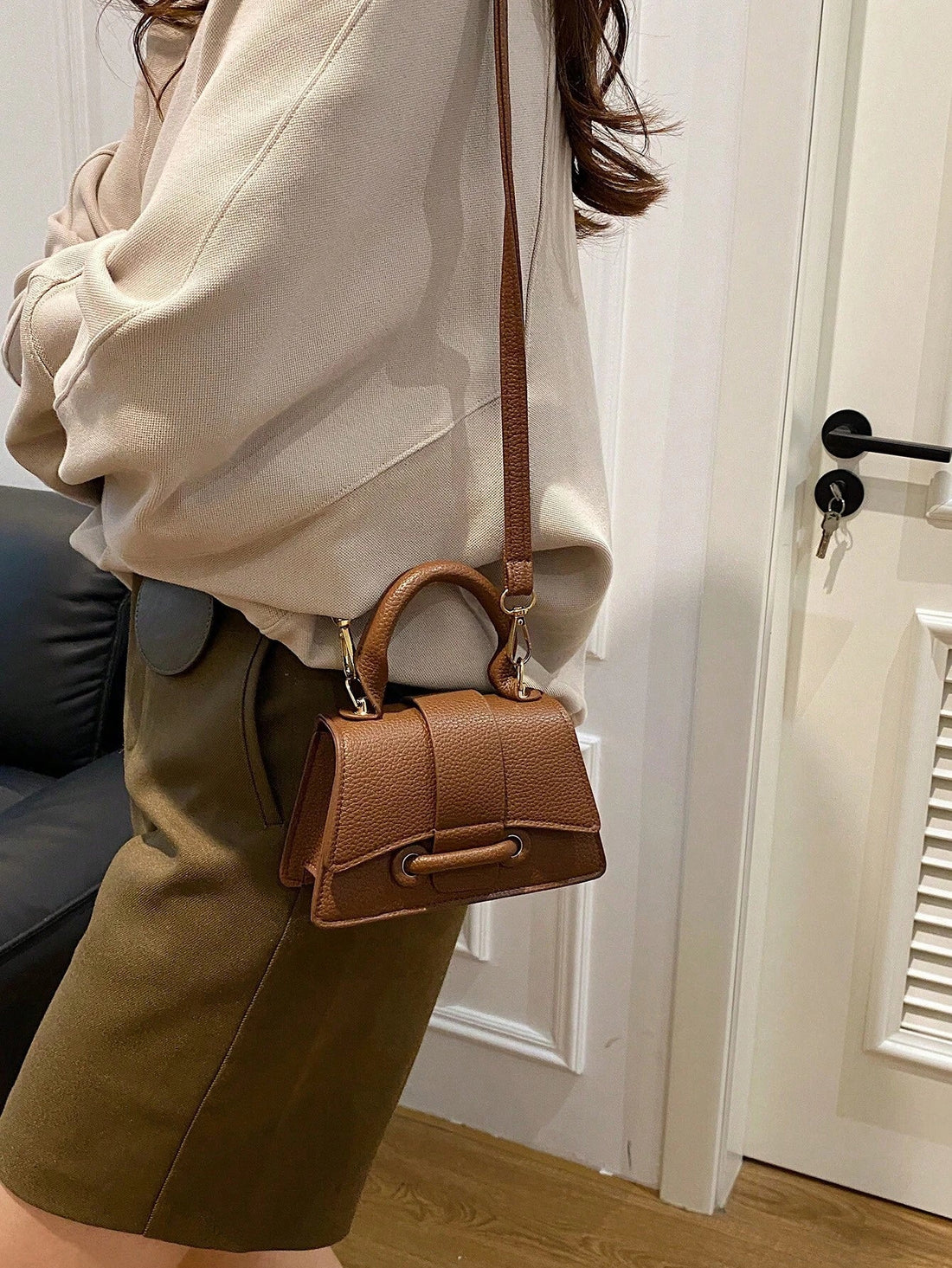 Fashion Small Square Bag Minimalist Chic Mini Handbag Versatile Fashion Shoulder & Crossbody Bag, Floral Pattern For Women