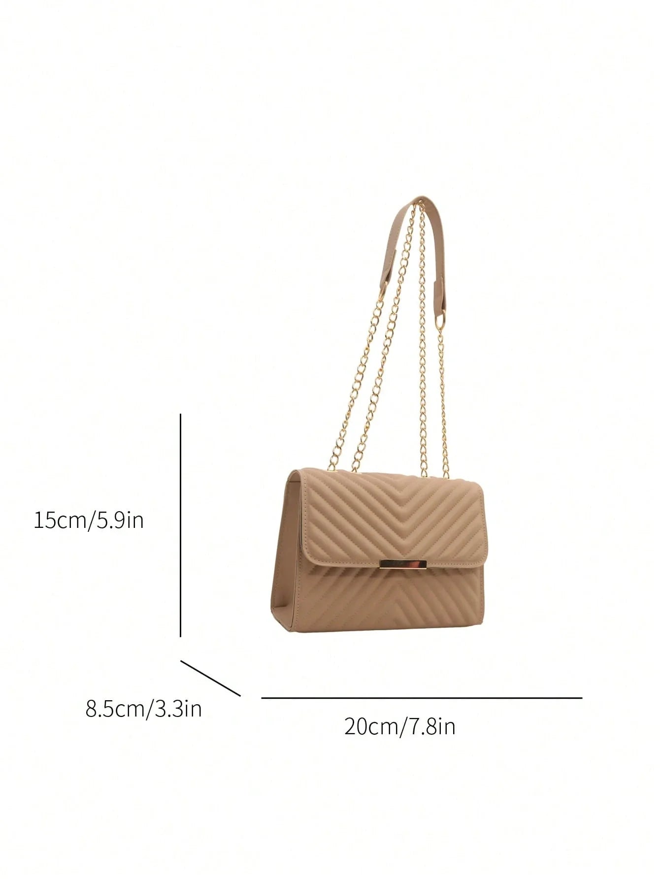 Fashionable Solid Color Embossed Chain Shoulder Bag, Minimalist & Practical Multifunction