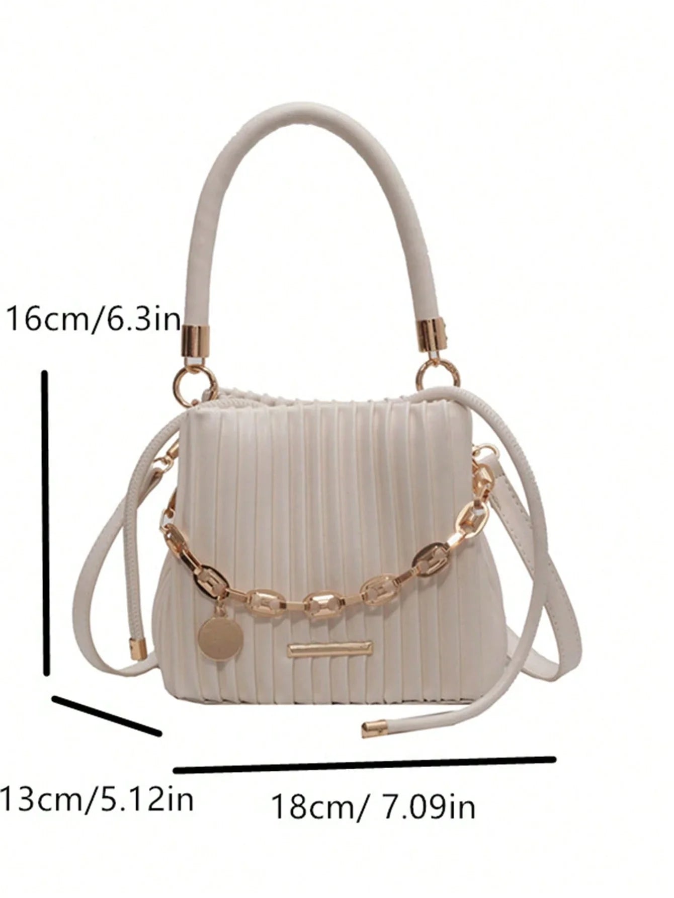 Mini Pleated Bucket Bag With Chain Decor