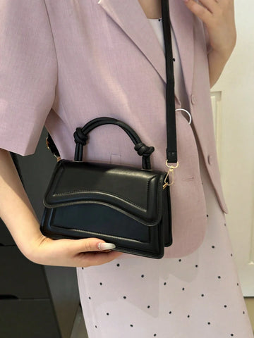 New Fashion Women's White Solid Color Pu Leather Square Handbag - 1