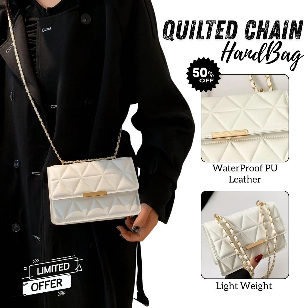 Quilted Charm Flap Bag with Metal Decor Chain