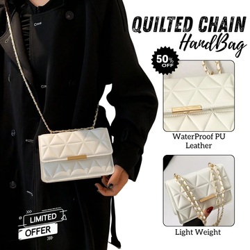 Quilted Charm Flap Bag with Metal Decor Chain