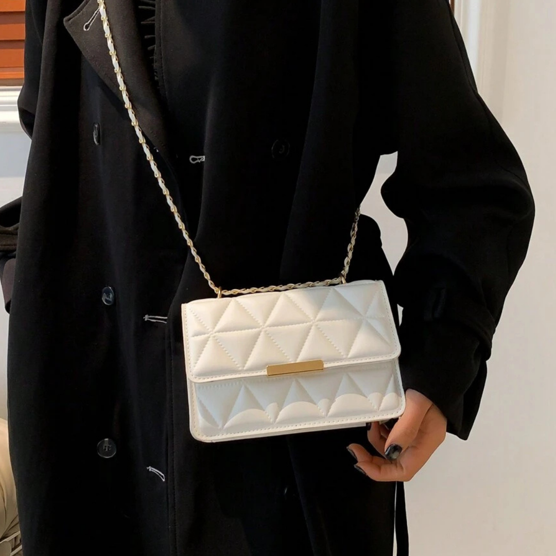 Quilted Charm Flap Bag with Metal Decor Chain
