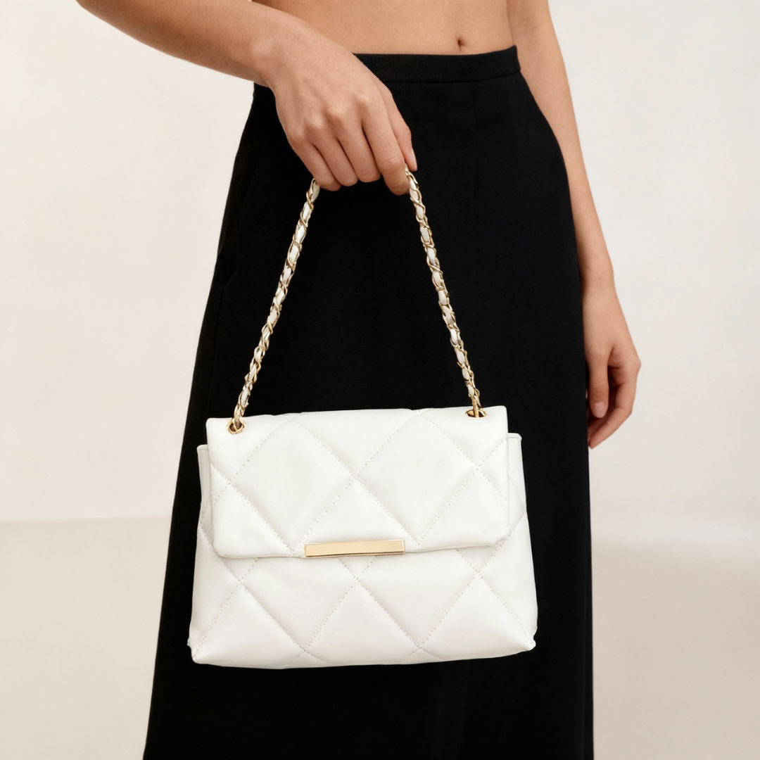 Chic Designer Inspired Crossbody Quilted Flap Bag