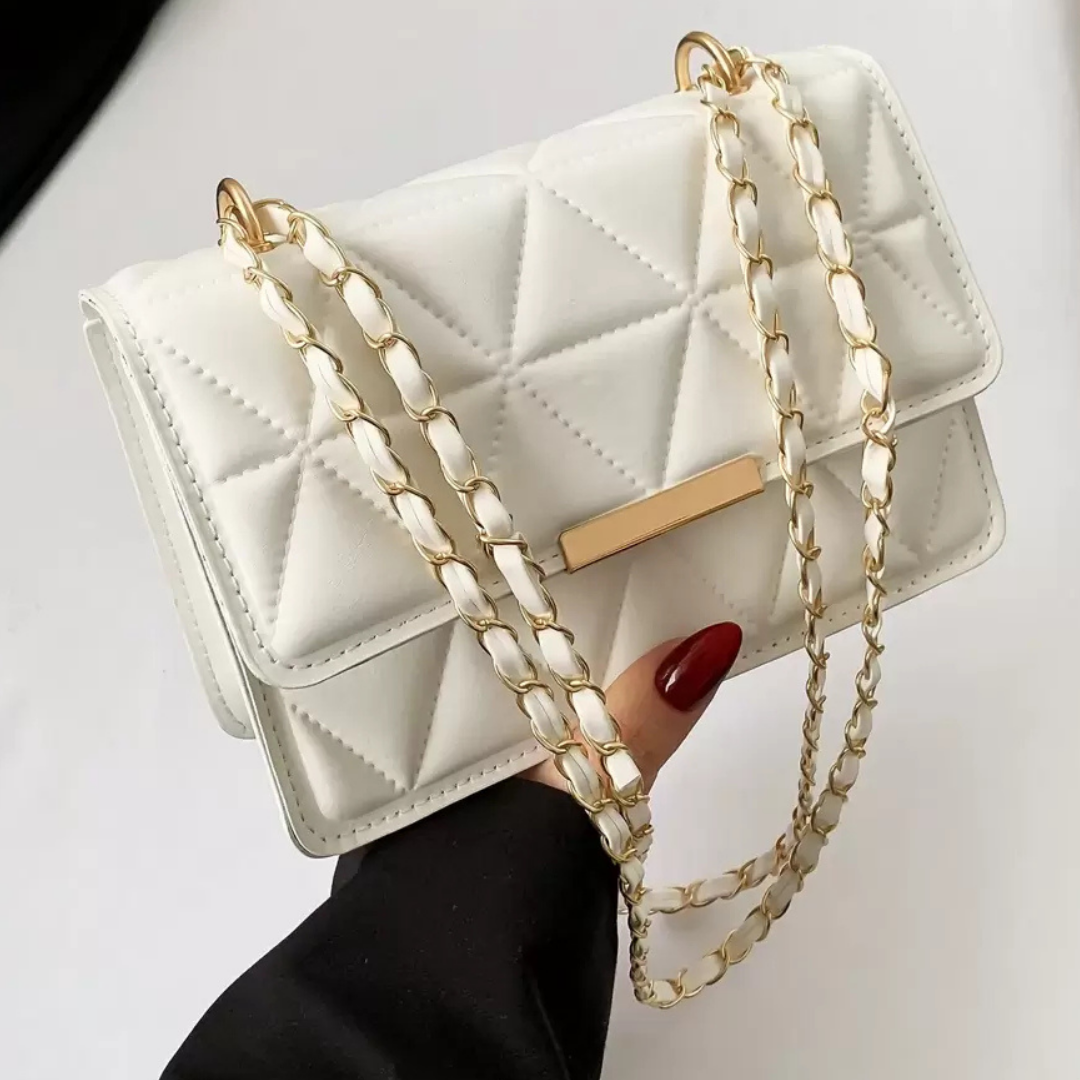 Quilted Charm Flap Bag with Metal Decor Chain