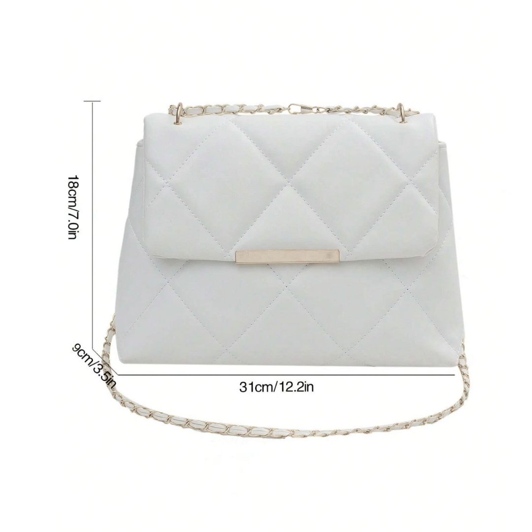 Stylish White Quilted Bag with adorable chain - Waterproof & long lasting material