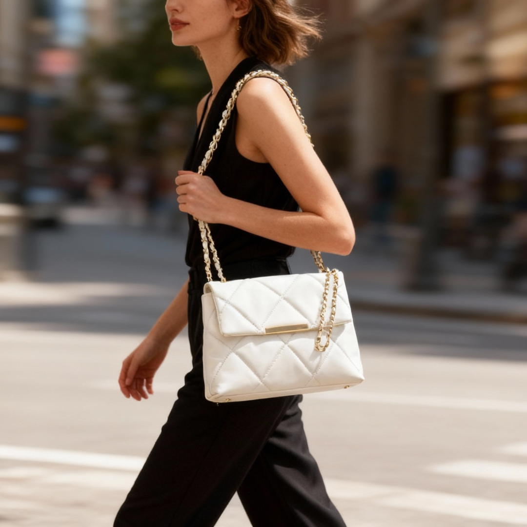 Chic Designer Inspired Crossbody Quilted Flap Bag
