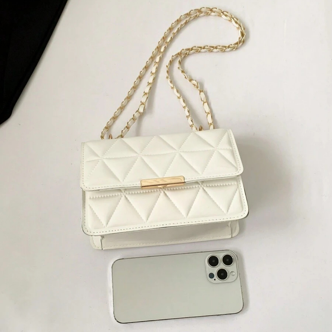 Quilted Charm Flap Bag with Metal Decor Chain