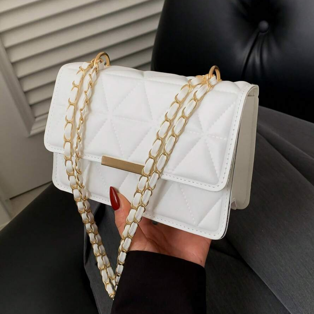 Quilted Charm Flap Bag with Metal Decor Chain