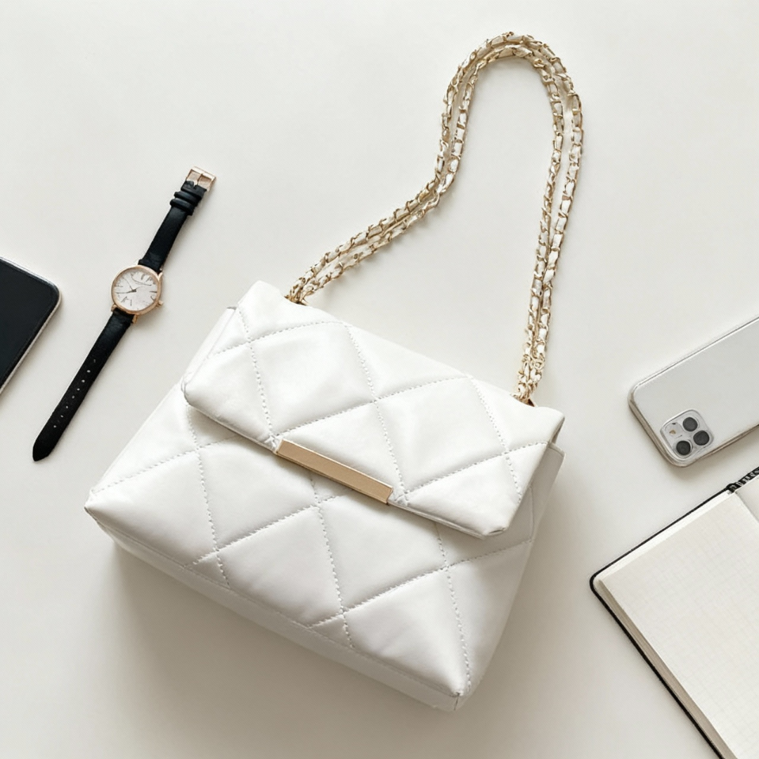 Chic Designer Inspired Crossbody Quilted Flap Bag