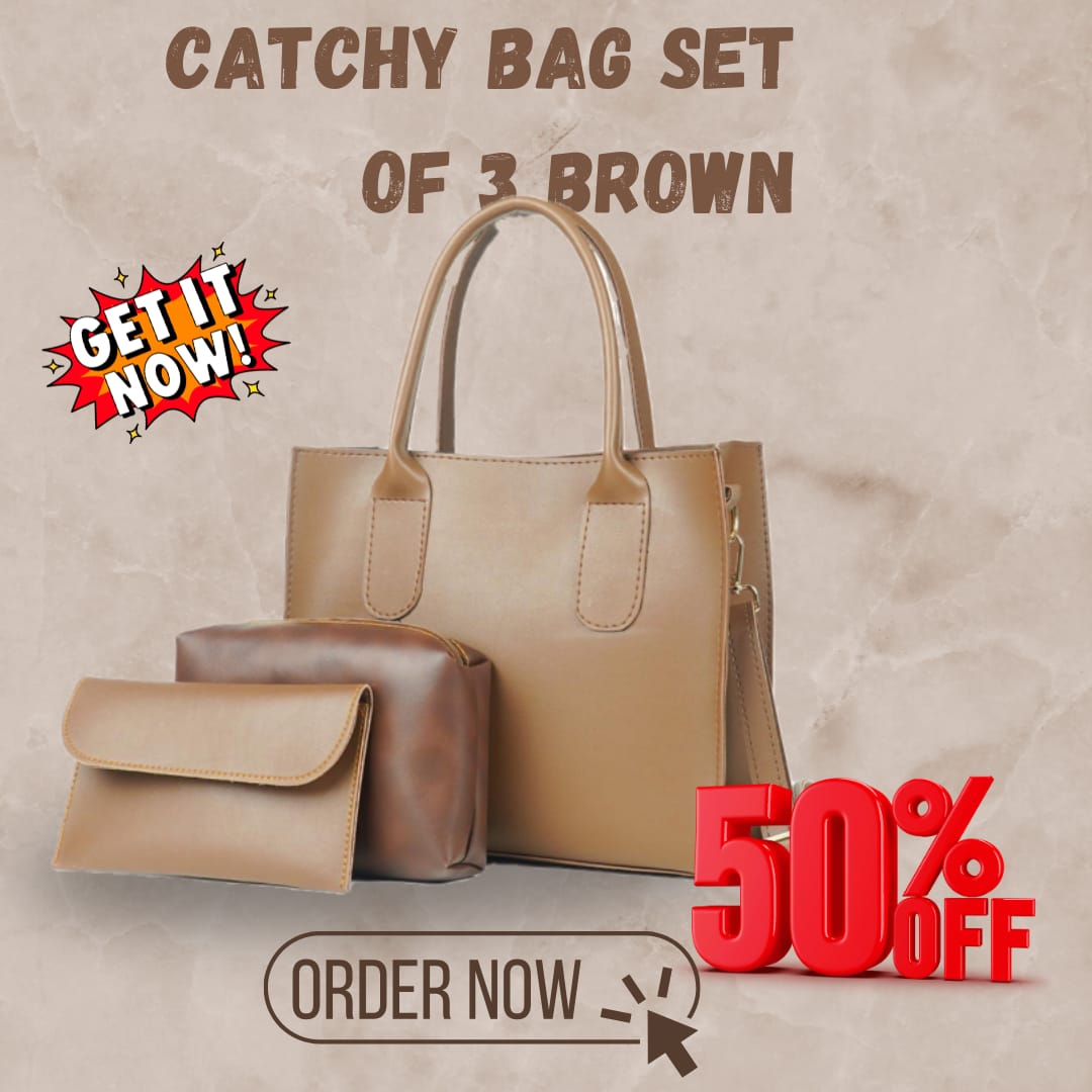 Catchy bag set of 3 brown