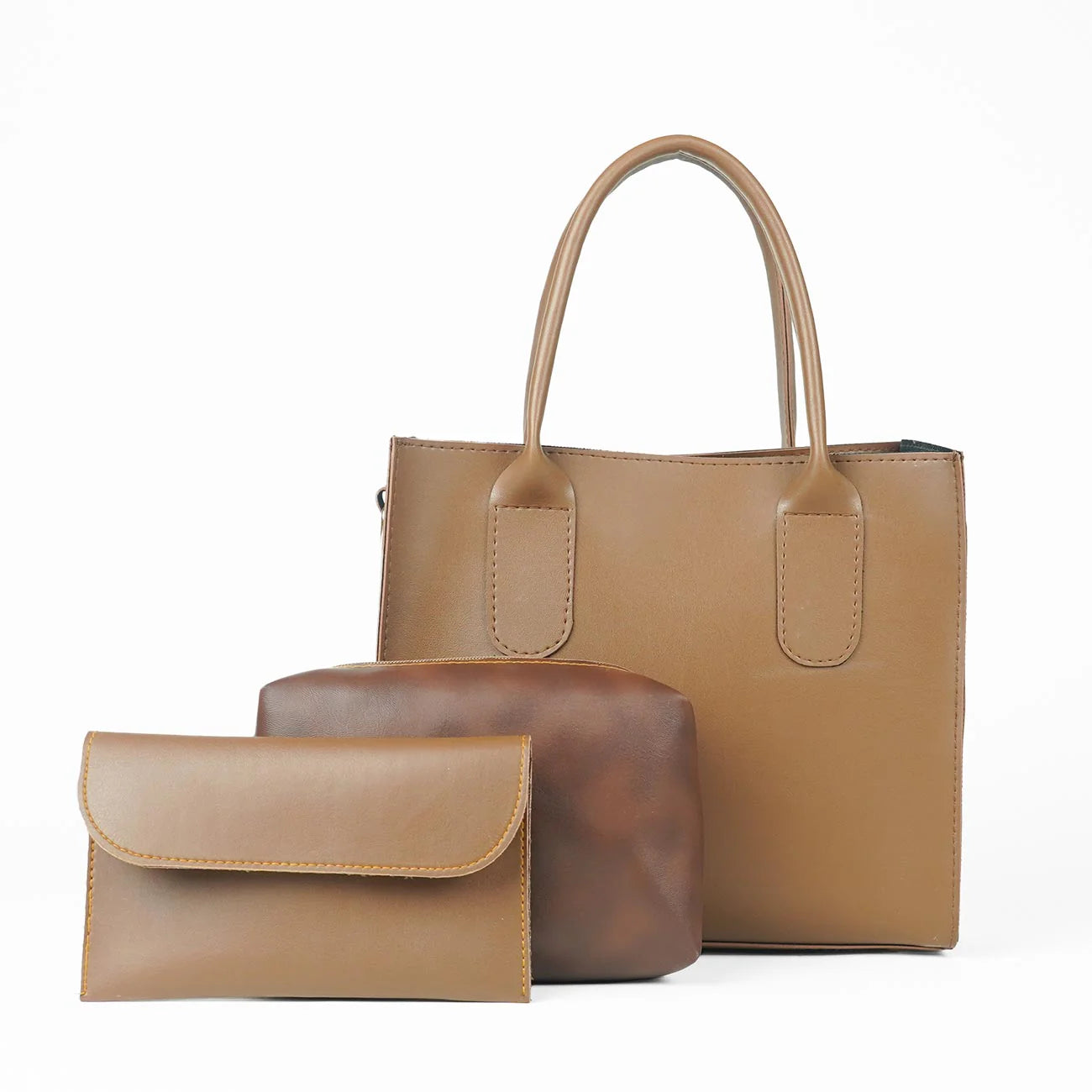 Catchy bag set of 3 brown