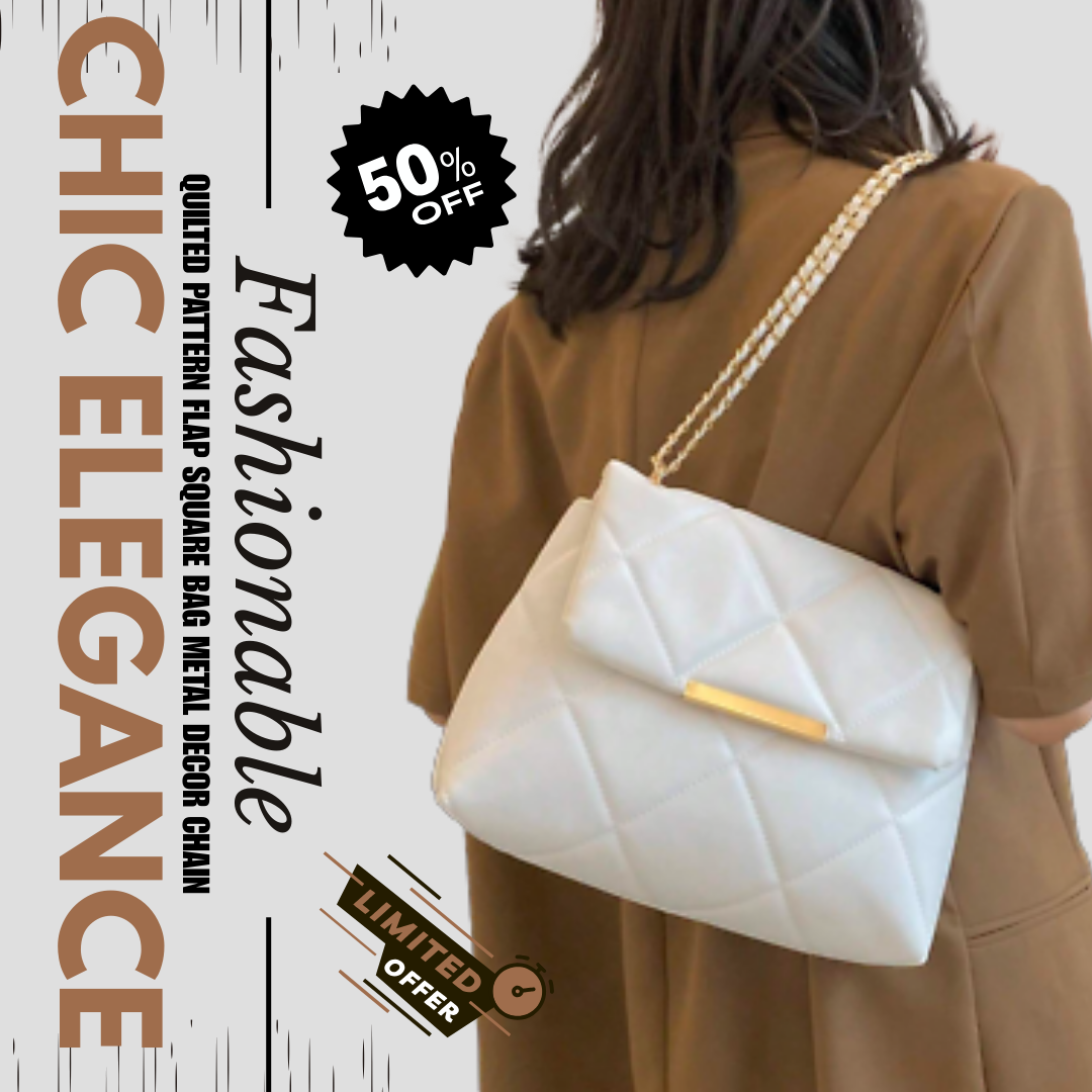 Stylish White Quilted Bag with adorable chain - Waterproof & long lasting material
